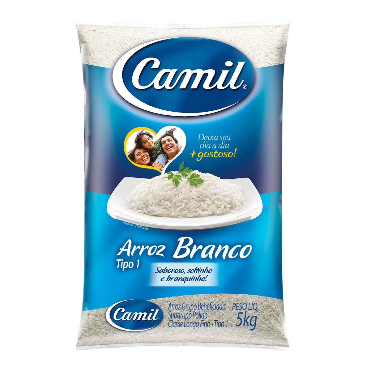 arroz-camil.jpg Arroz Agulhinha Tipo 1 CAMIL Pacote 5kg - Imagem 1