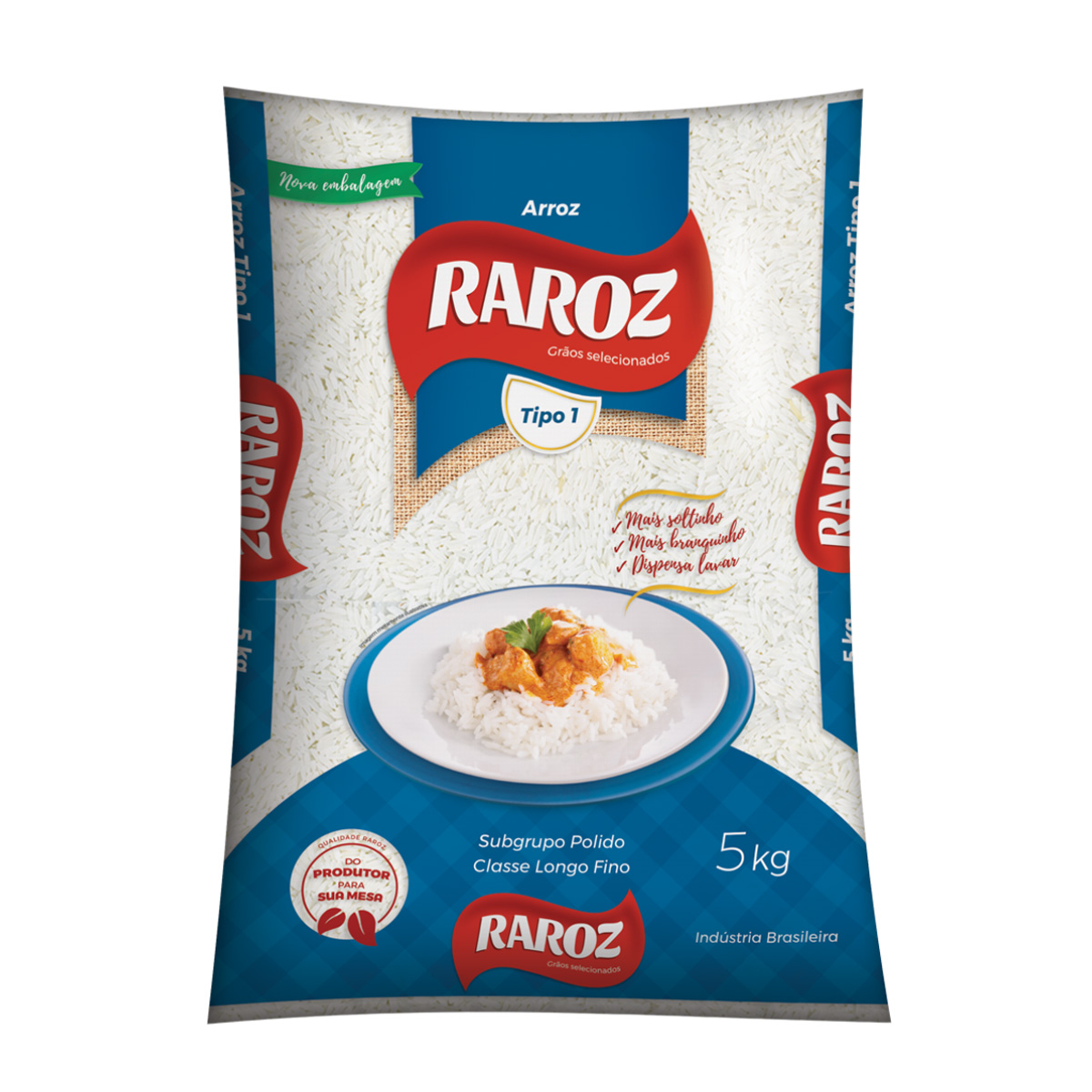 arroz-raroz.jpg Arroz Tipo 1 RAROZ Pacote 5kg - Imagem 1