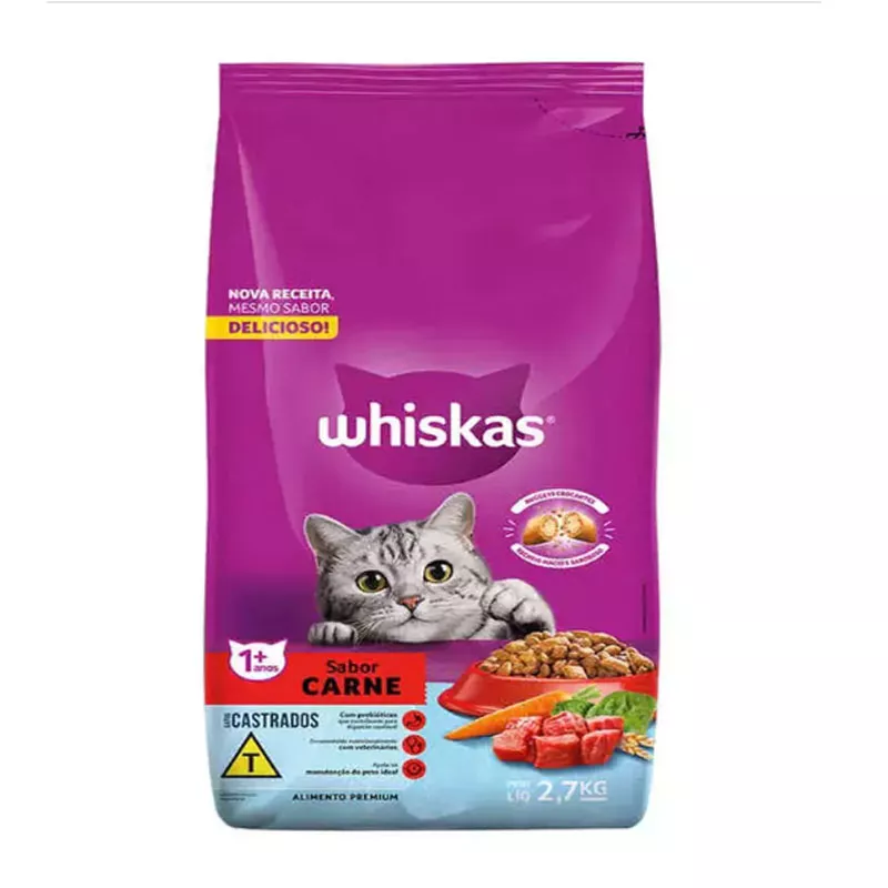 racao-whiskas Ração Whiskas Carne para Gatos 2,7kg - Imagem 1